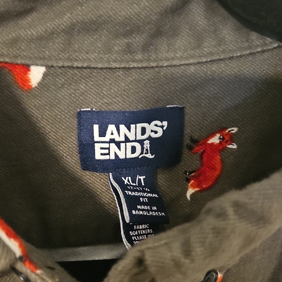 Land's End Men's Brown Shirt with Fox Pattern XL - Picture 2 of 7